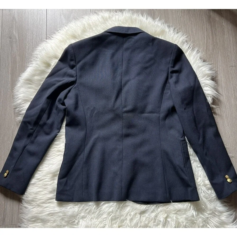 Academy Award Career Apparel Mens Navy Blue Blazer Gold Crest Buttons Size 10